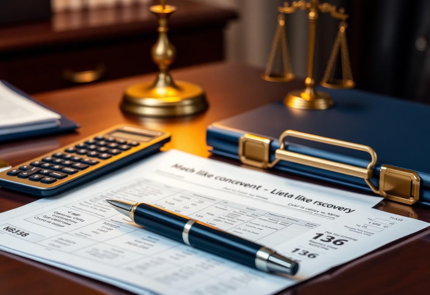 Dossiers juridiques et documents financiers de recouvrement de créances